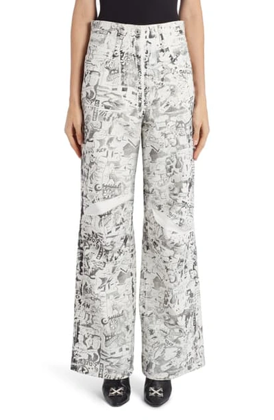 Shop Off-white Graphite Print Oversized Jeans In White All Over