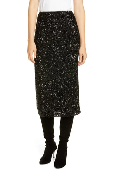 Shop Lafayette 148 Casey Sequin Midi Skirt In Black