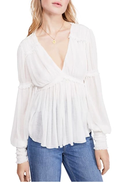 Free People Day Dreaming Balloon-sleeve Top In Ivory | ModeSens