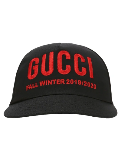 Shop Gucci Embroidered Baseball Hat In Black/red