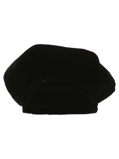 Shop Saint Laurent Velvet Beret In Black