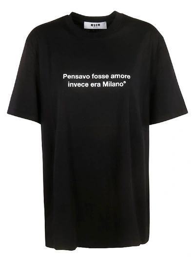Msgm Pensavo Fosse Amore Invece Era Milano Print T-shirt In Black | ModeSens