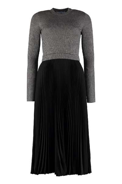 Shop Prada Pleated Skirt Dress In Black