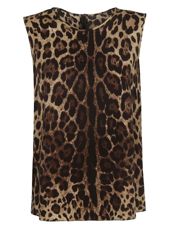 Dolce & Gabbana Leopard Print Sleeveless Top | ModeSens
