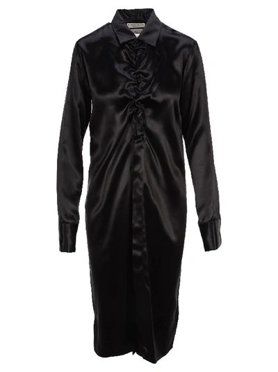Shop Bottega Veneta Midi Shirt Style Dress In Black