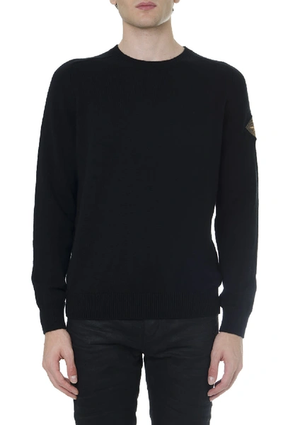 Shop Saint Laurent Black Cashmere Sweater With Logo Patch