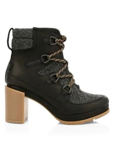 Shop Sorel Blake Lace-up Leather & Felt Hiking Boots In Black