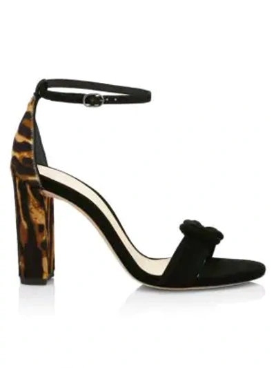 Shop Alexandre Birman Women's Vicky Knotted Tiger-stripe Calf Hair & Suede Sandals In Black