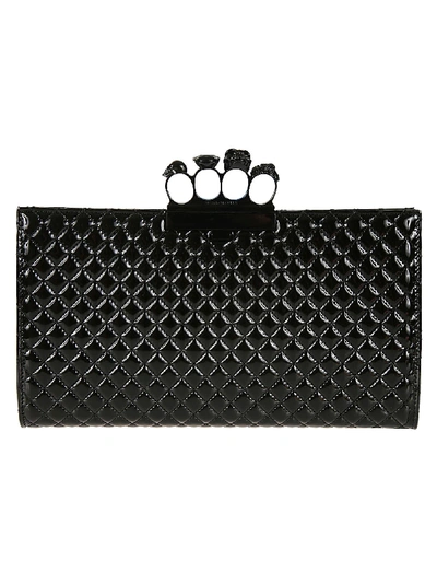 Shop Alexander Mcqueen Four Ring Flat Pouch In Black