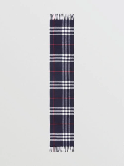 Shop Burberry Check Cashmere Scarf In Navy