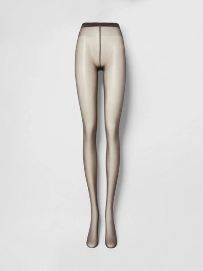 Shop Burberry Monogram Motif Seamed Tights In Dark Mocha