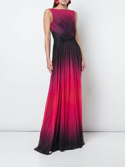 Shop Tadashi Shoji Sleeveless Ombre Gown In Wild Pink/ombre