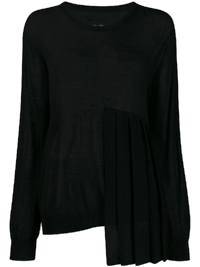 Shop Yohji Yamamoto Pleated Front Fine Knit Top In Black