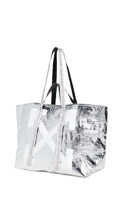 Shop Off-white New Commercial Tote Bag In Silver/white