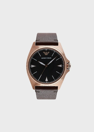 Shop Emporio Armani Leather Strap Watches - Item 50234652 In Brown