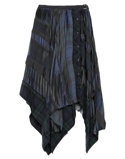 Shop Sacai Knee Length Skirt In Dark Blue