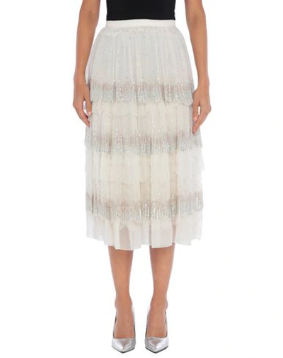 Shop Rochas Midi Skirts In Ivory