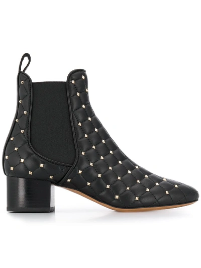 Shop Valentino Rockstud Spike Leather Boots In Black