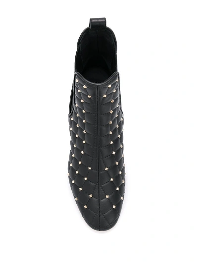 Shop Valentino Rockstud Spike Leather Boots In Black