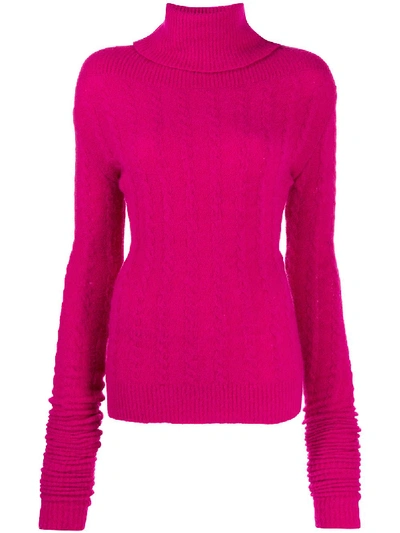 Shop Jacquemus Blend Wool Highneck Sweater In Violet
