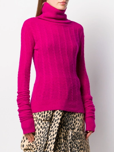 Shop Jacquemus Blend Wool Highneck Sweater In Violet