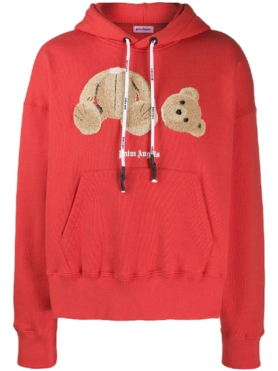 Shop Palm Angels Kill The Bear Cotton Hoodie In Red