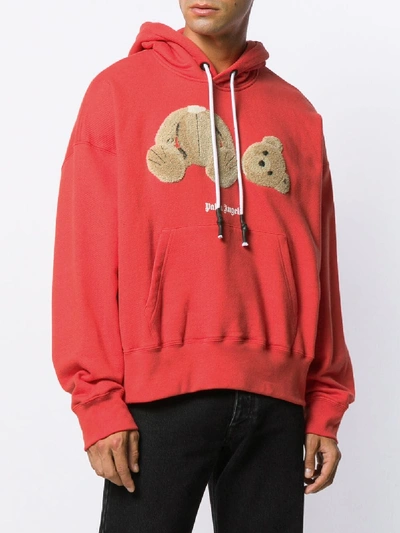 Shop Palm Angels Kill The Bear Cotton Hoodie In Red