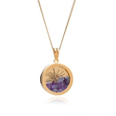 Shop Rachel Jackson London Sunburst Birthstone Amulet Necklace Gold February
