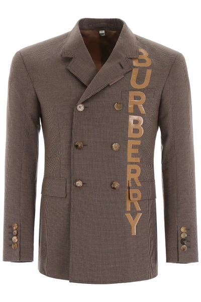 Shop Burberry New Logo Blazer In Beige (brown)