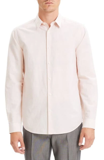 Shop Theory Irving Slim Fit Linen Blend Shirt In Tint