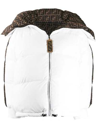 Shop Fendi Zucca Puffer Jacket In White