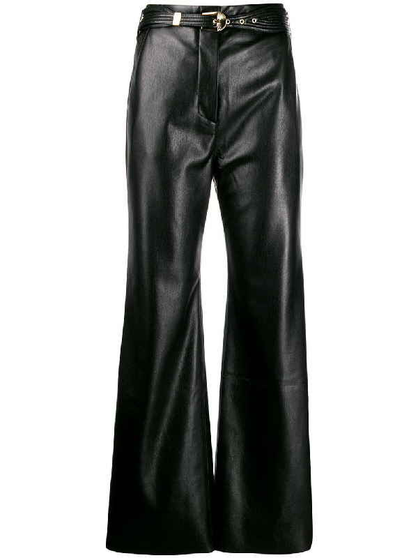 Nanushka Belted Flared Trousers In Black | ModeSens