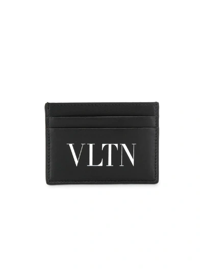 Shop Valentino Vltn Logo-print Cardholder In Black