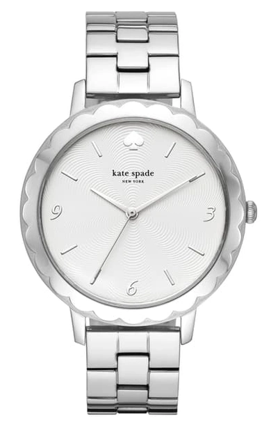 Shop Kate Spade Metro Bracelet Watch, 38mm In Silver/ White/ Silver