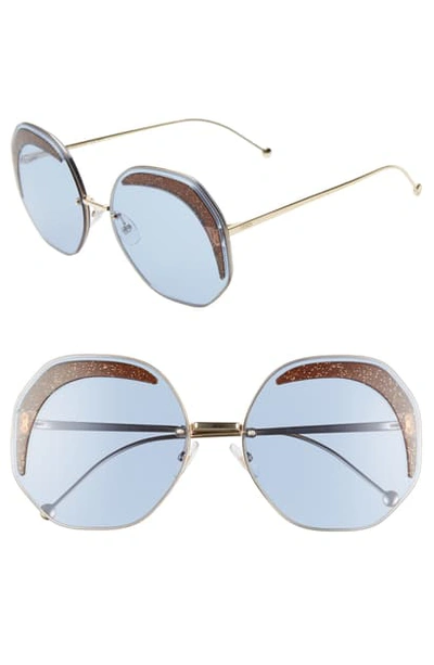 Shop Fendi 63mm Oversize Geometric Sunglasses - Gold/ Azure