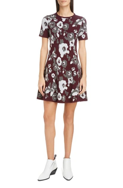 Shop Kenzo Floral Jacquard Fit & Flare Minidress In Dove Grey