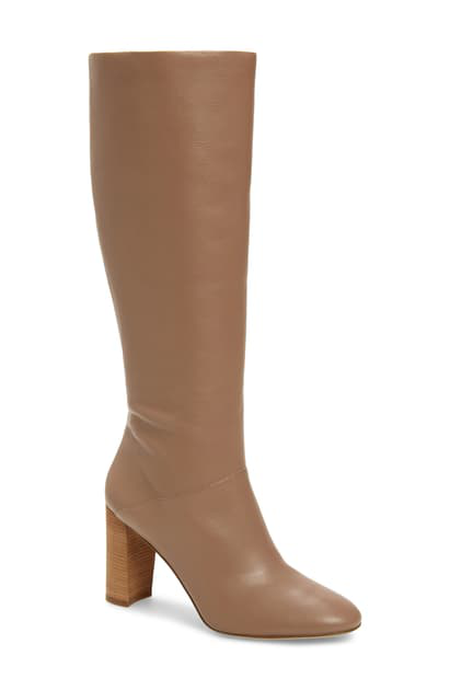 taupe leather knee high boots