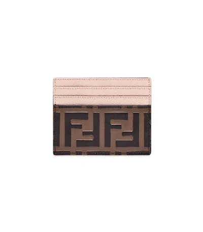 Shop Fendi Ff Monogram And Light Pink Card Holder In Brown