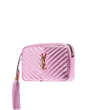 Shop Saint Laurent Pink Medium Lou Satchel Bag