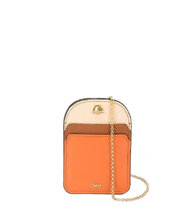 Shop Chloé Chain Strap Card Holder In Orange