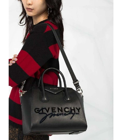 Shop Givenchy Black Double Signature Antigona Tote Bag