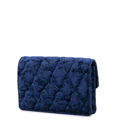 Shop Balenciaga Velvety Bb Wallet On Chain In Blue
