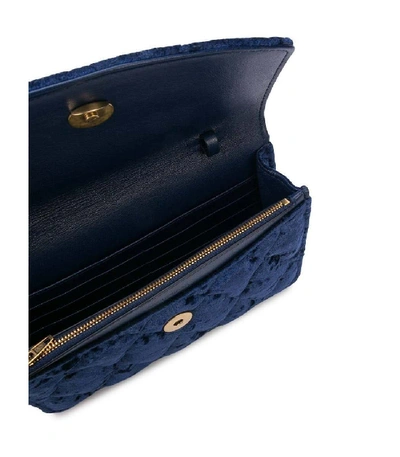 Shop Balenciaga Velvety Bb Wallet On Chain In Blue