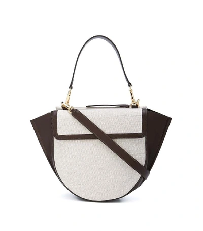 Shop Wandler Canvas And Leather Medium Hortensia Bag In White