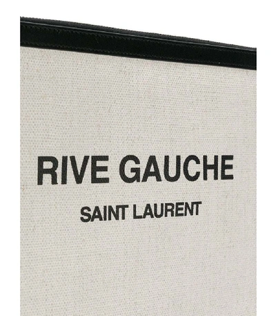 Shop Saint Laurent Logo Pouch In Neutral