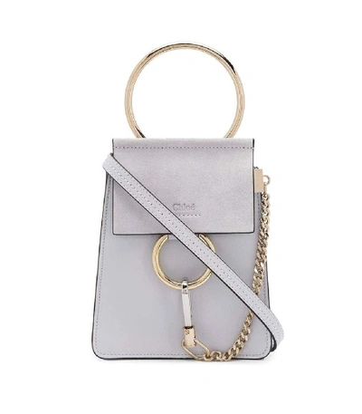 Shop Chloé Light Grey Small Faye Bracelet Bag