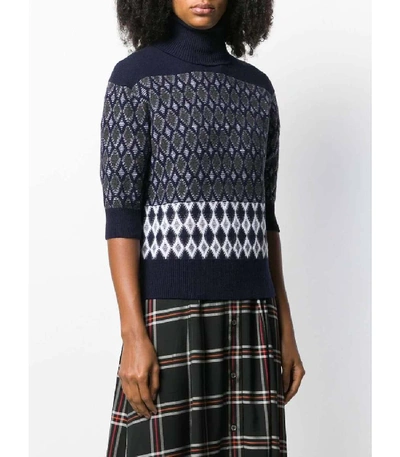 Shop Chloé Intarsia High-neck Knit Sweater In Blue