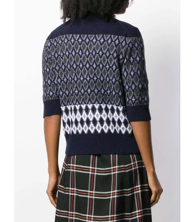 Shop Chloé Intarsia High-neck Knit Sweater In Blue