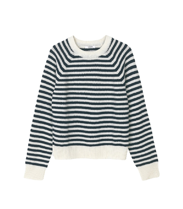 Ganni Wool Knit Stripe Sweater In Egret In Multi | ModeSens