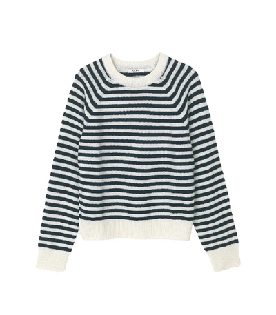 Shop Ganni Wool Knit Stripe Sweater In Egret In Multi